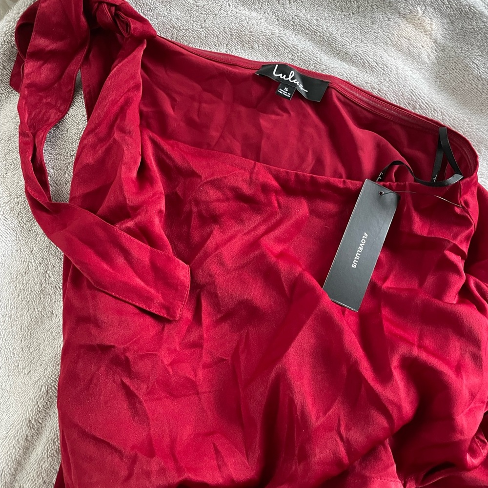 Lulus One shoulder Satin jumpsuit